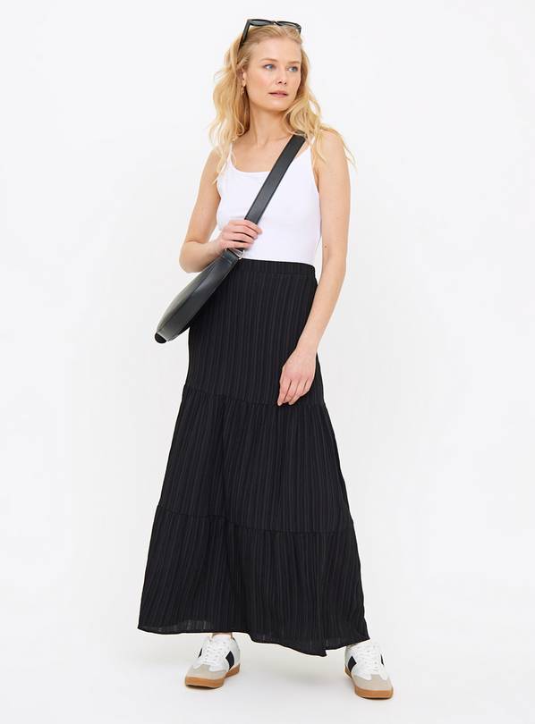 Buy Black Tiered Maxi Skirt 22 | Skirts | Tu