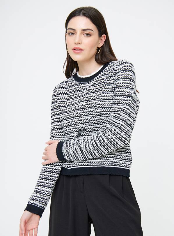 Monochrome Stitch Stripe Cropped Jumper 14