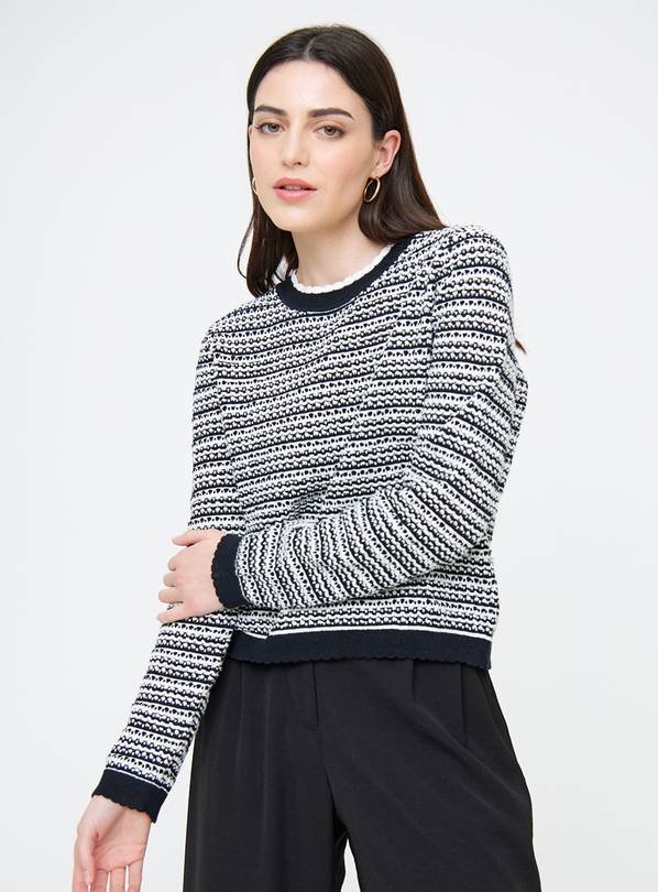 Monochrome Stitch Stripe Cropped Jumper 12