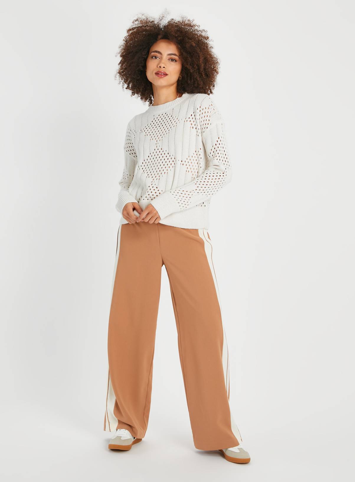Cream Pointelle Crew Neck Jumper 22 - Image 2