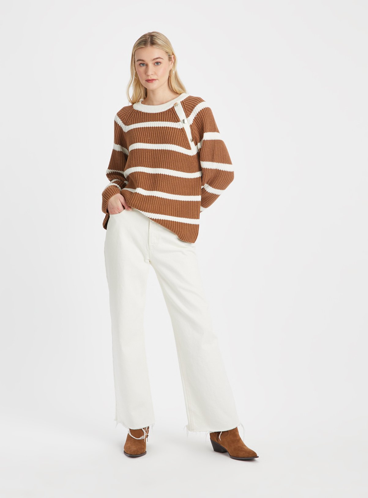 Tan Stripe Button Jumper  16 - Image 2 thumbnail