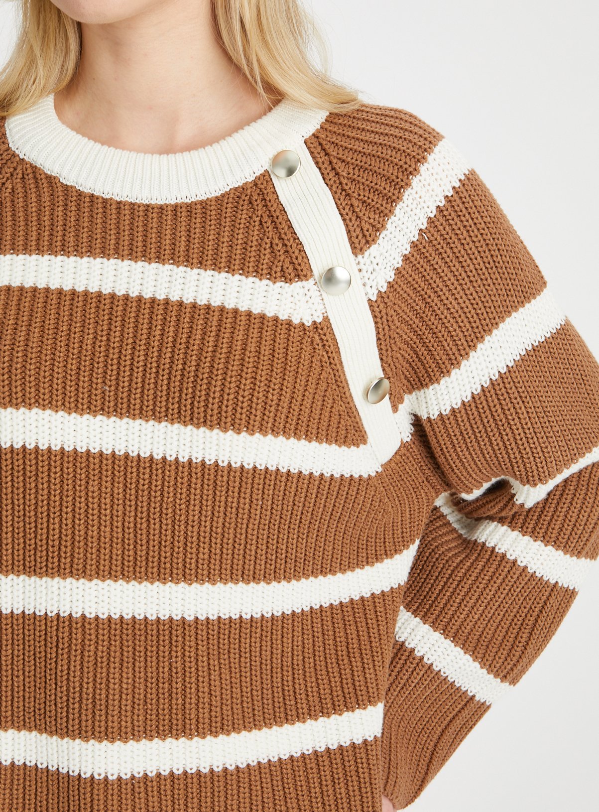 Tan Stripe Button Jumper  16 - Image 3 thumbnail