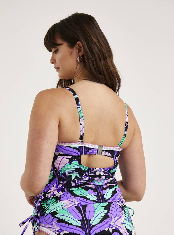 FIGLEAVES Floral Multi Color Purple Swimsuit Top Size Lg (32DD) - 44% off