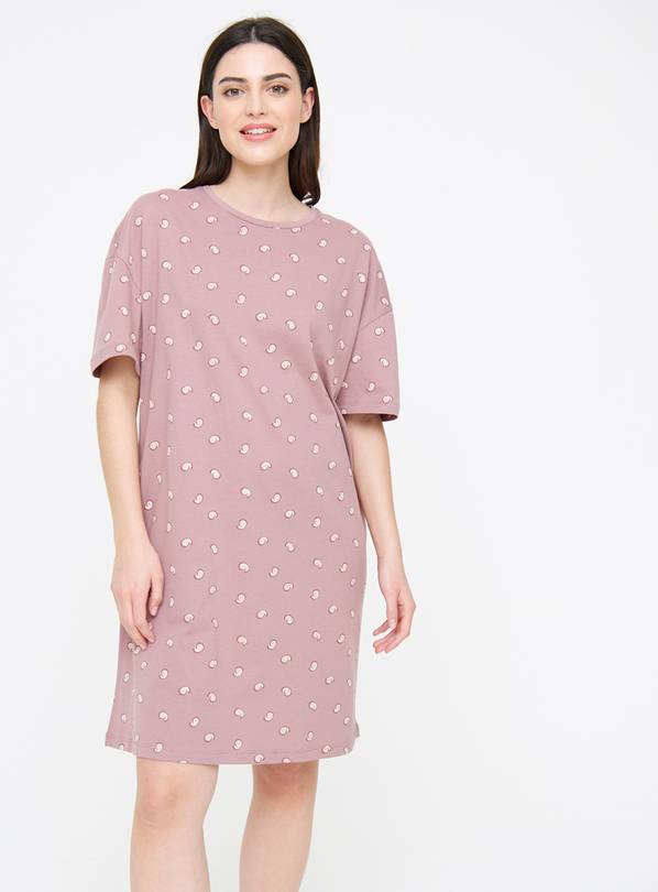 Mauve Paisley Short Sleeve Nightdress S