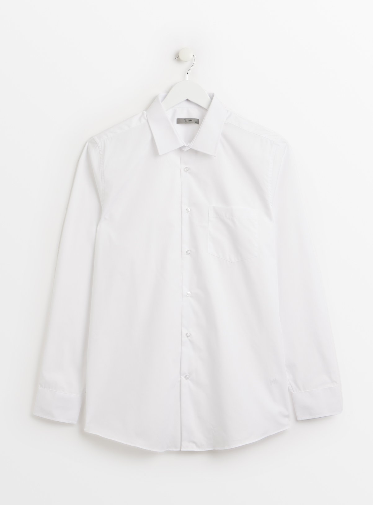 Men's White Regular Fit Long Sleeve Shirts 2 Pack