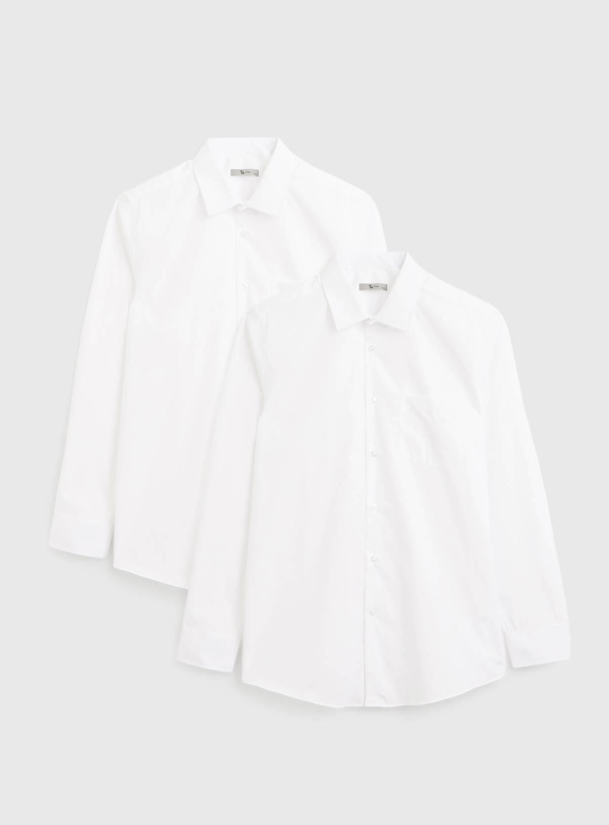 White Regular Fit Long Sleeve Shirts 2 Pack  19.5 - Image 1