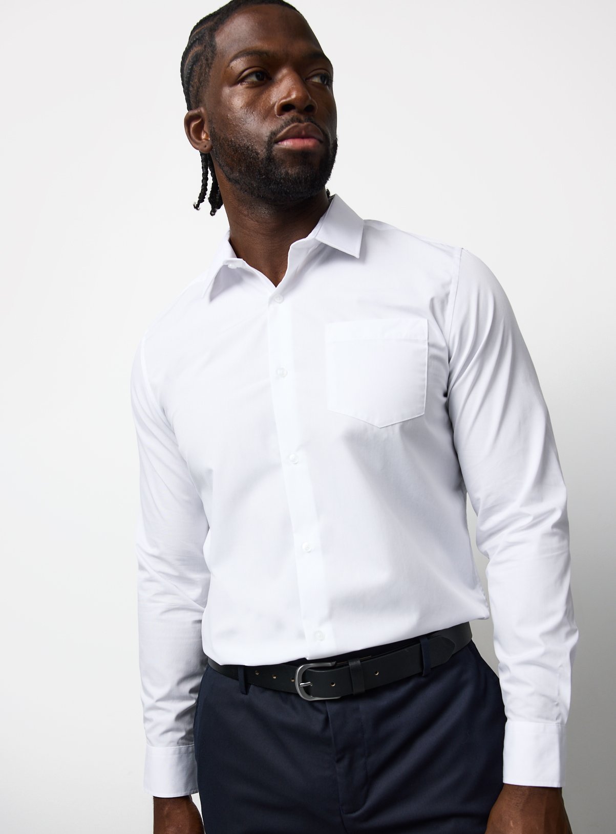 White Regular Fit Long Sleeve Shirts 2 Pack  19.5 - Image 2 thumbnail