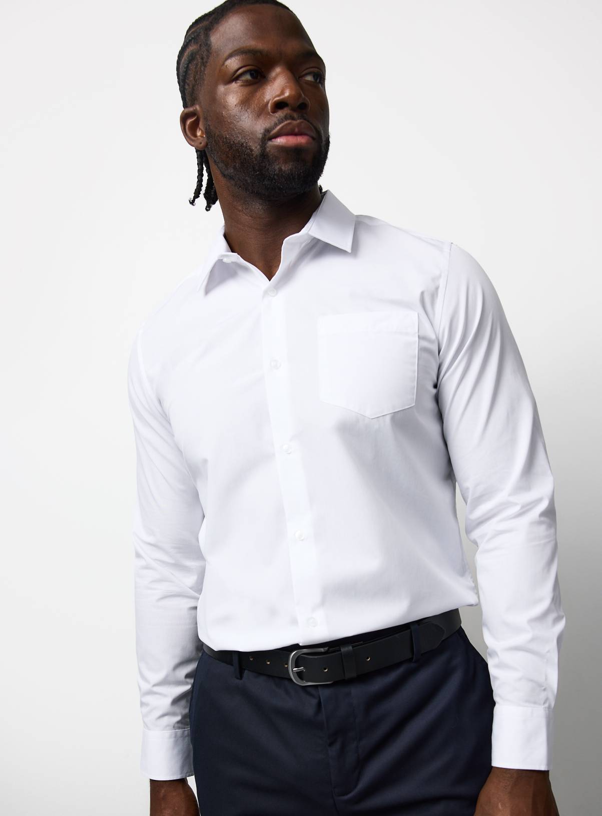 White Regular Fit Long Sleeve Shirts 2 Pack  19.5 - Image 2