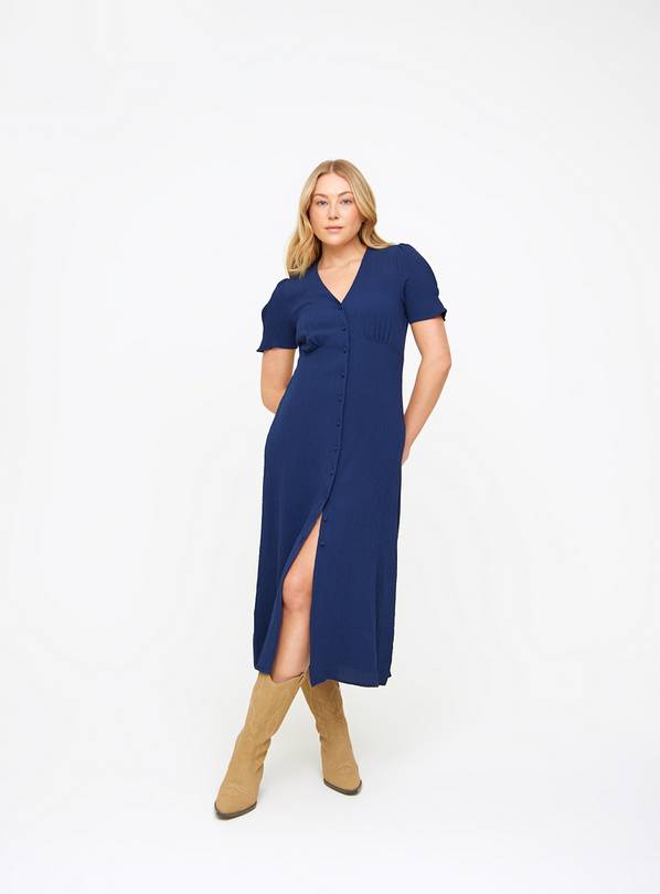 Navy Texture Midi Tea Dress 12L