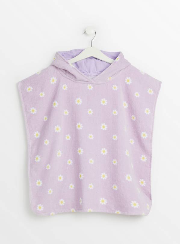 Lilac Daisy Print Towel Poncho One Size