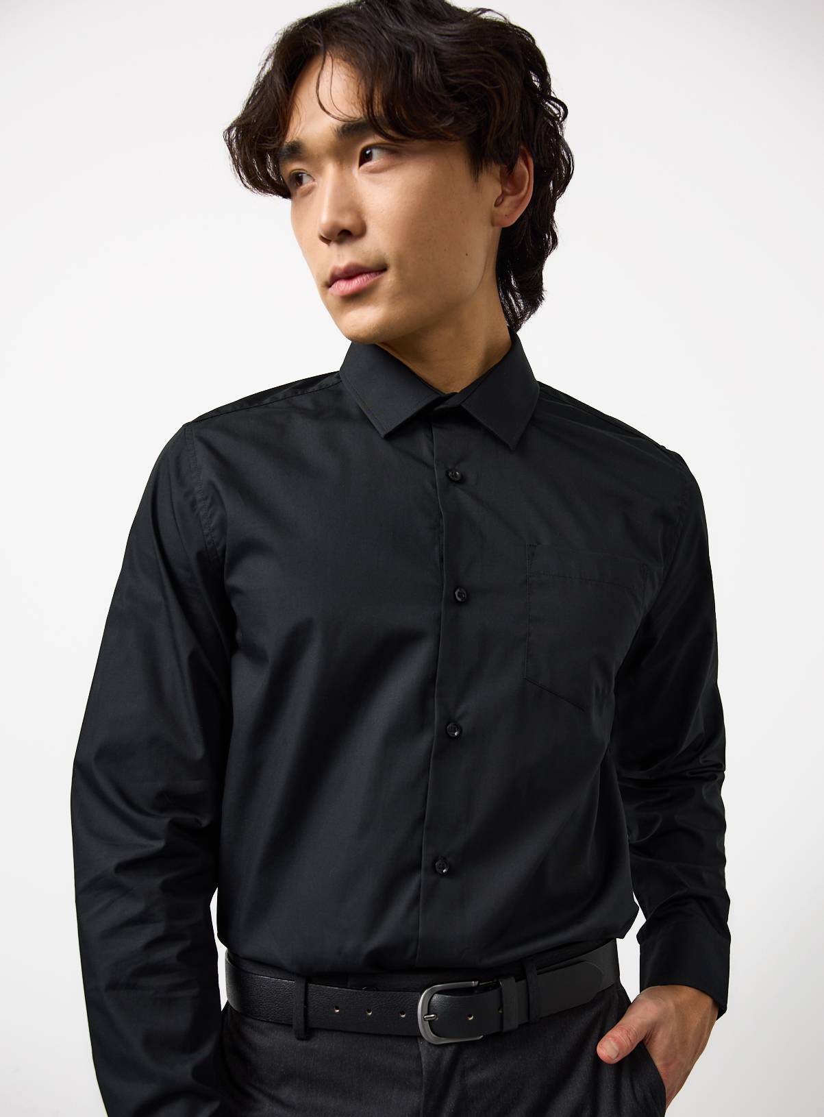 Black Regular Fit Long Sleeve Shirts 2 Pack 14.5 - Image 1