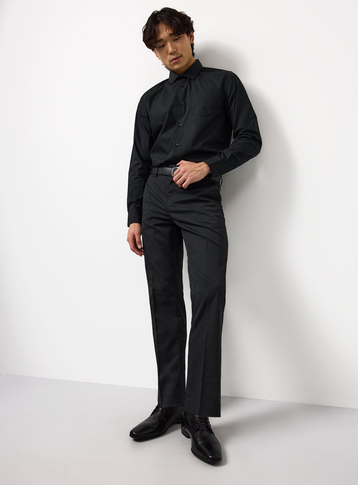 Black Regular Fit Long Sleeve Shirts 2 Pack 14.5 - Image 2 thumbnail