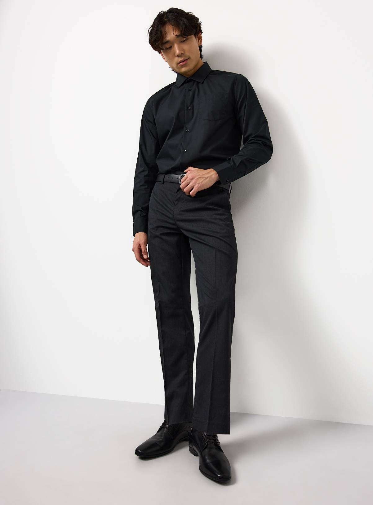 Black Regular Fit Long Sleeve Shirts 2 Pack 14.5 - Image 2