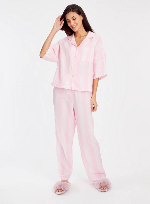 Pink Tonal Stripe Traditional Pyjamas 20