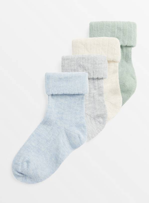 Buy Muted Plain Ribbed Socks 4 Pack 6-12 months | Multipacks | Tu