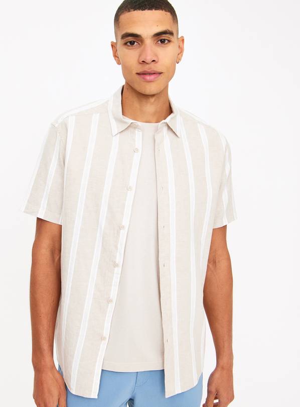 Natural Stone Stripe Linen Blend Shirt XL