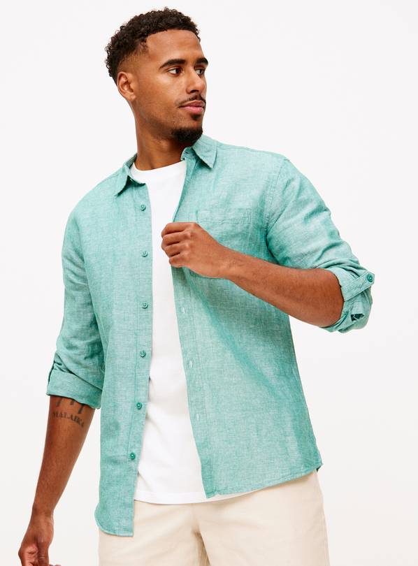 Teal Linen Blend Shirt XXL