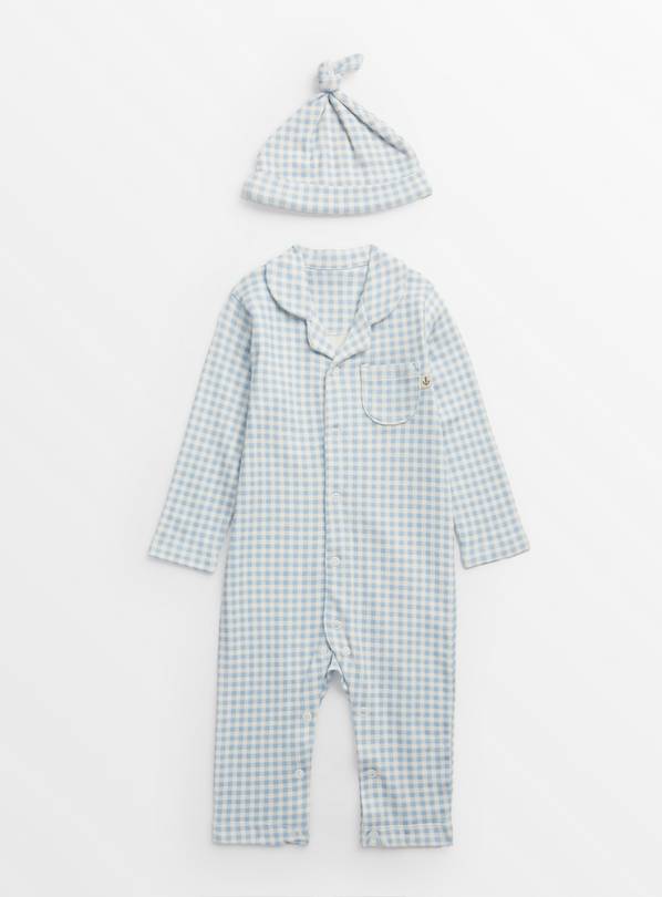 Buy Blue Gingham Romper & Hat 1824 months Allinones and rompers Tu