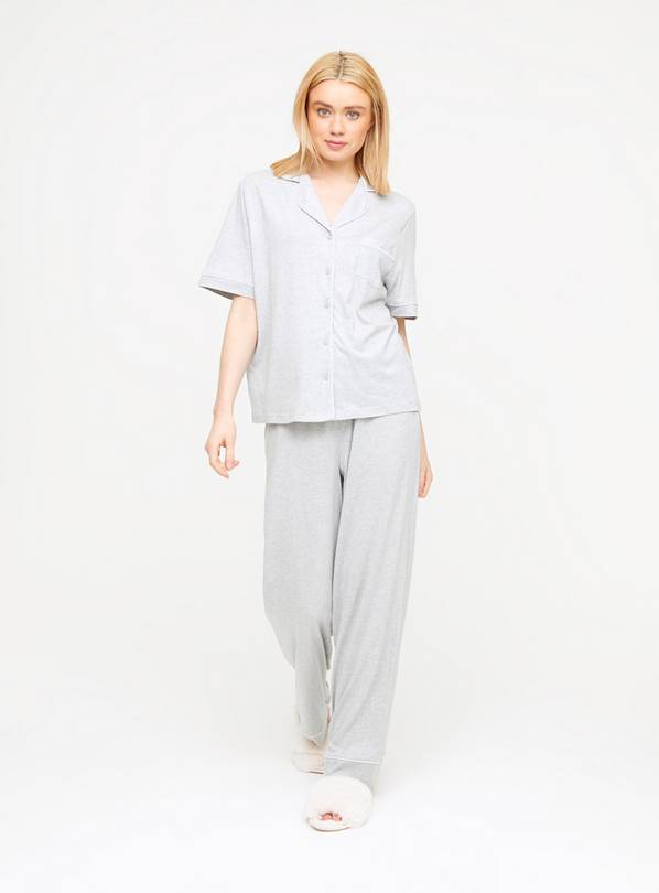 Grey Marl Jersey Traditional Pyjamas 18