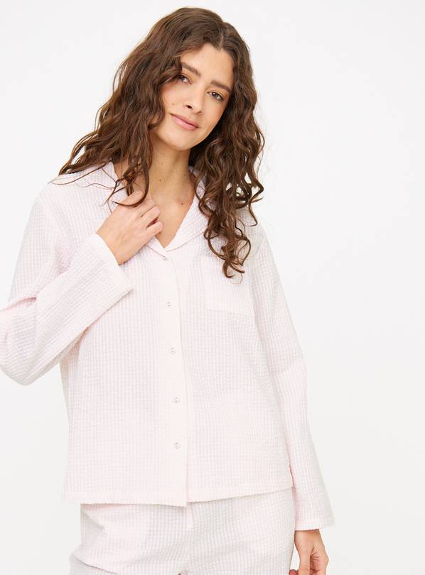 Pink Stripe Seersucker Pyjama Shirt 20