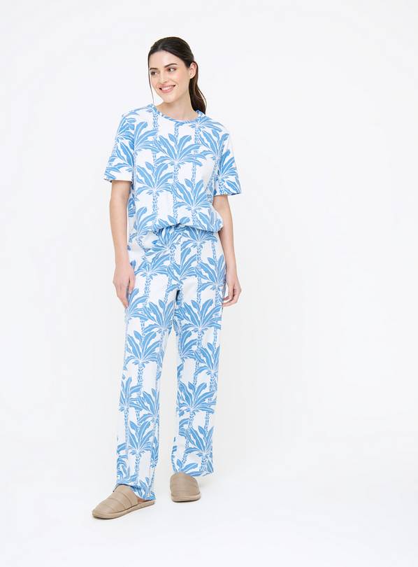 Cream Ornate Palm Print Pyjamas  L