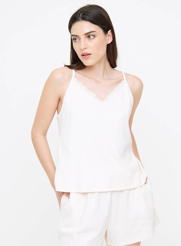 Sleeveless ribbed top with a Henley collar · Cream, Grey Marl