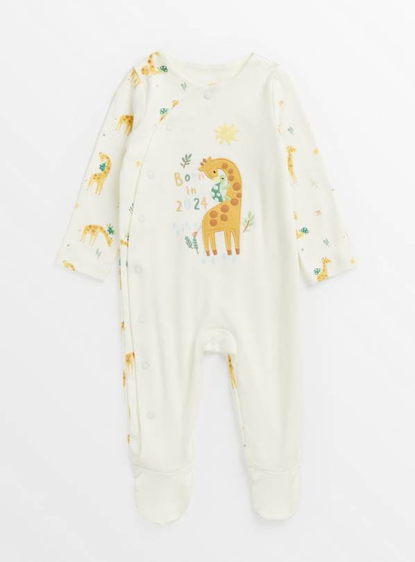 Cream Giraffe Born In 2024 Sleepsuit Tiny Baby