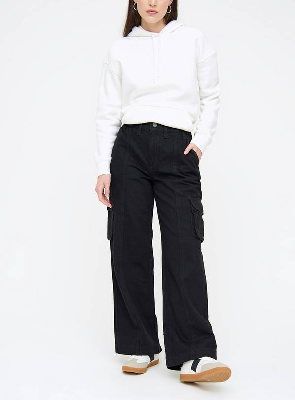 Black Wide Leg Utility Jeans 8R