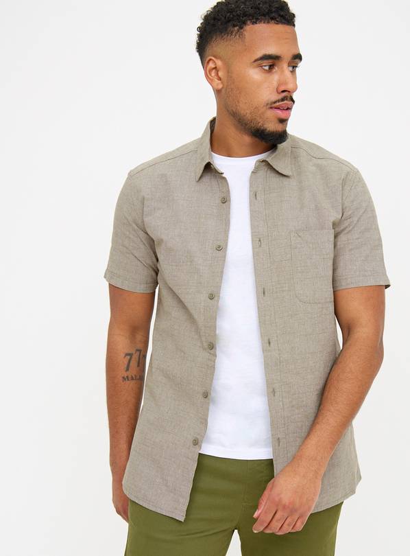 Buy Khaki Chambray Short Sleeve Shirt M | Shirts | Tu
