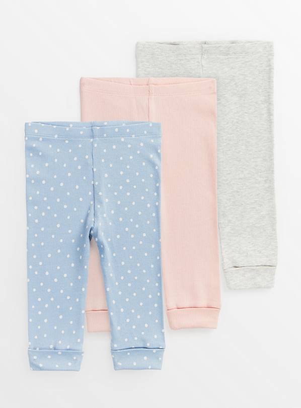 Buy Polka Dot Ribbed Leggings 3 Pack Up to 3 mths, Trousers and leggings