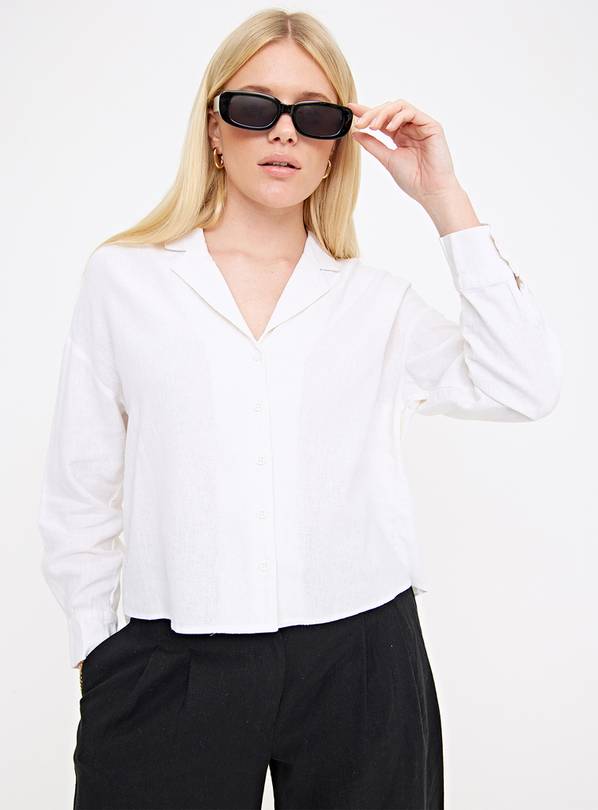 White Boxy Linen Shirt 14