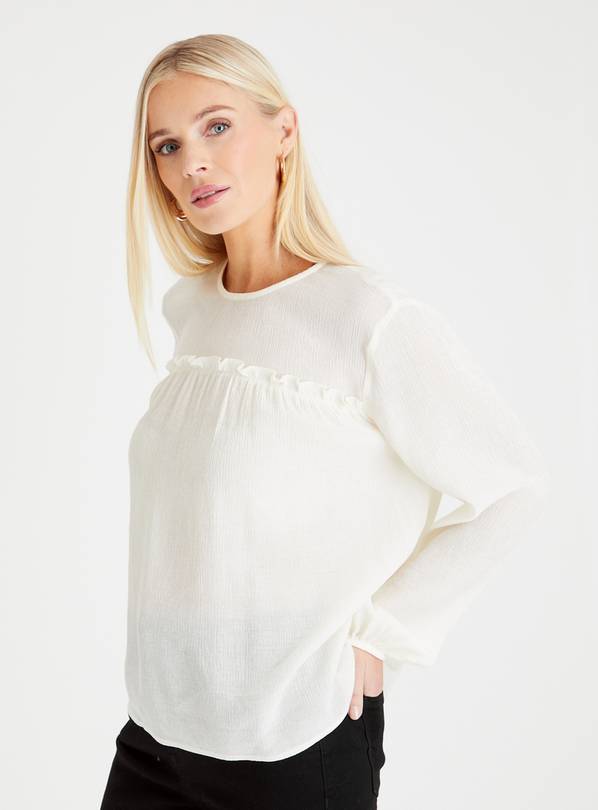 Cream cheap ruffle blouse