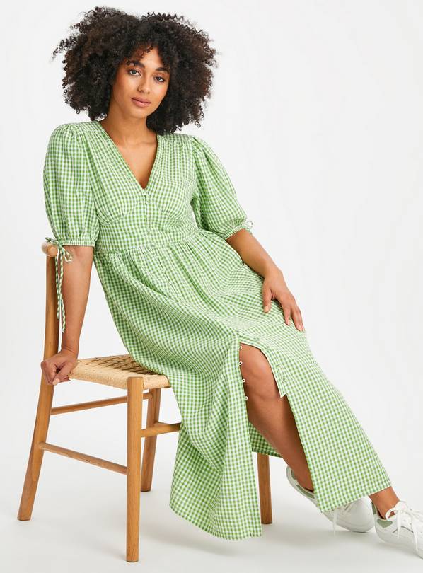 Green Gingham Straight Dress