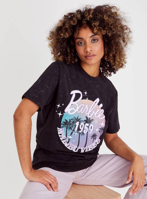 Barbie Grey Oversized Fit Graphic T-Shirt L