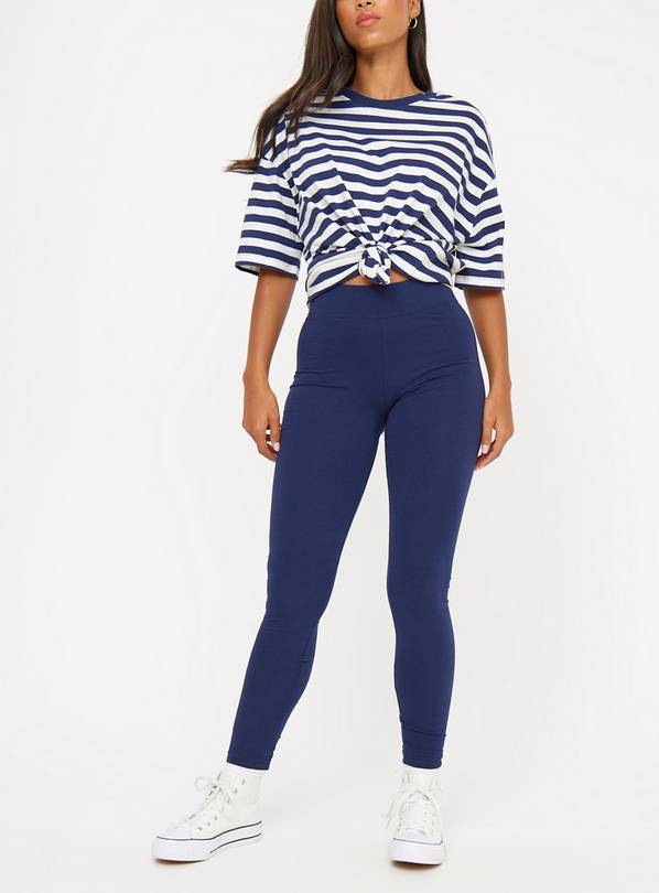 Navy Cotton Modal Leggings 12-14