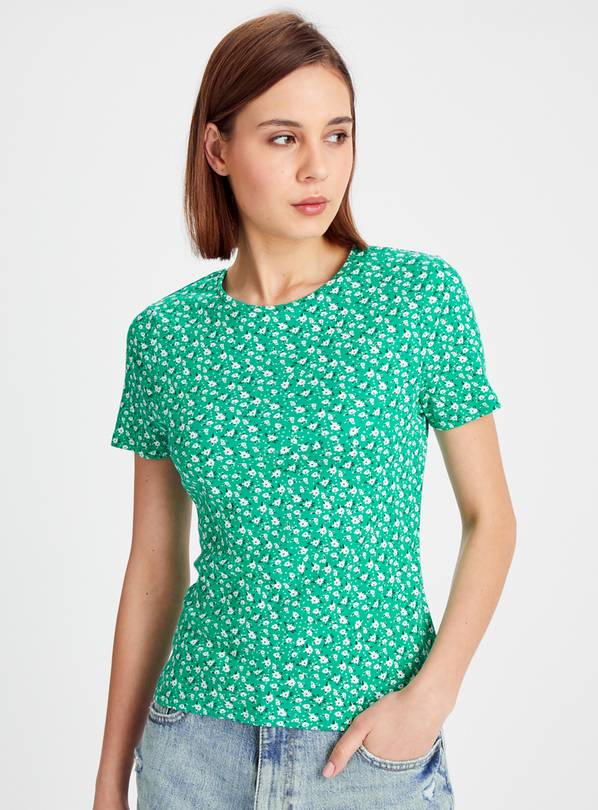 Buy Green Floral Ditsy Printed T-Shirt 12 | T-shirts | Argos