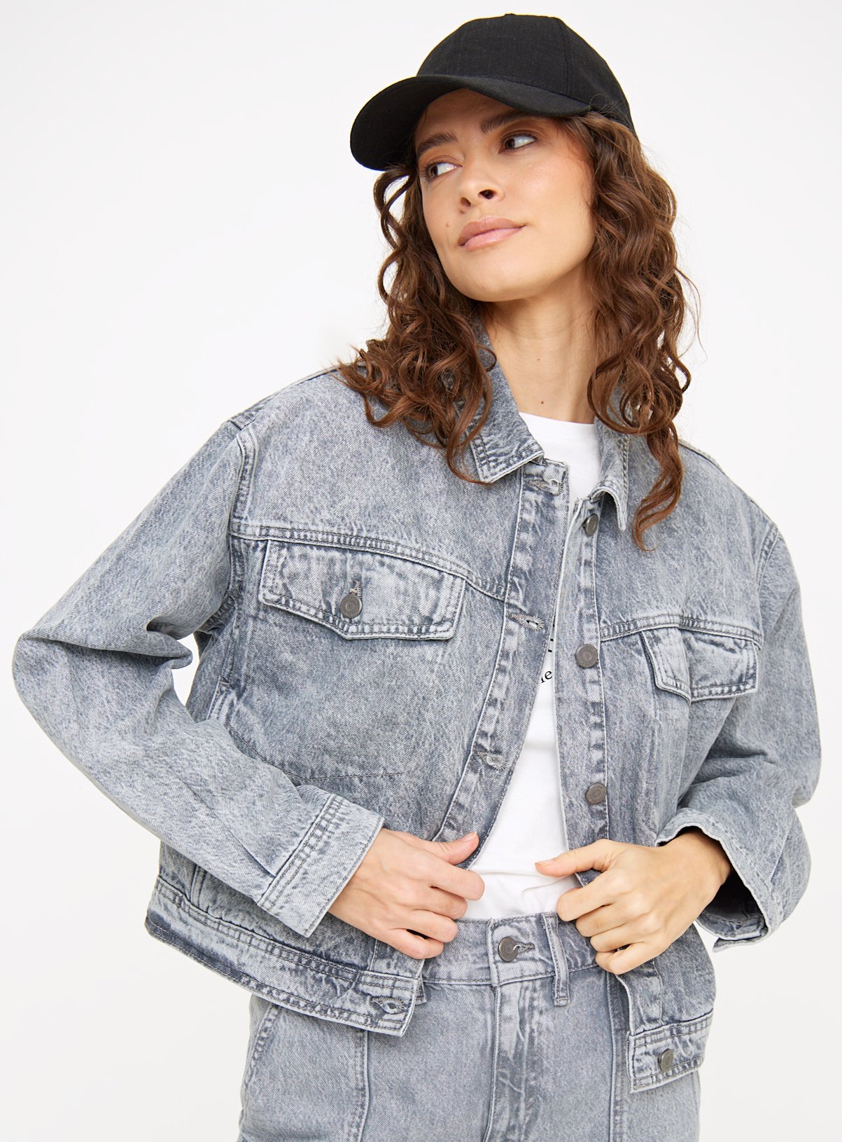 Tu Grey Twill Trucker Denim Jacket 10 female