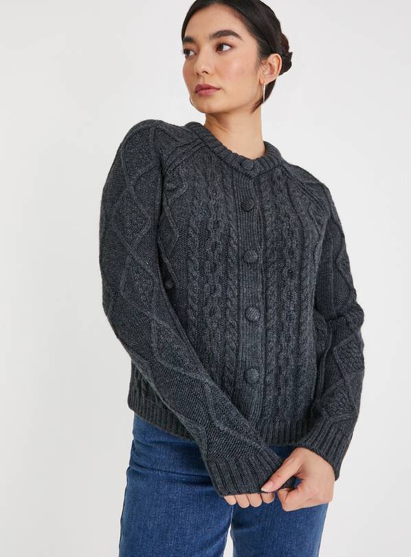 Cable Bobble Short Cardigan