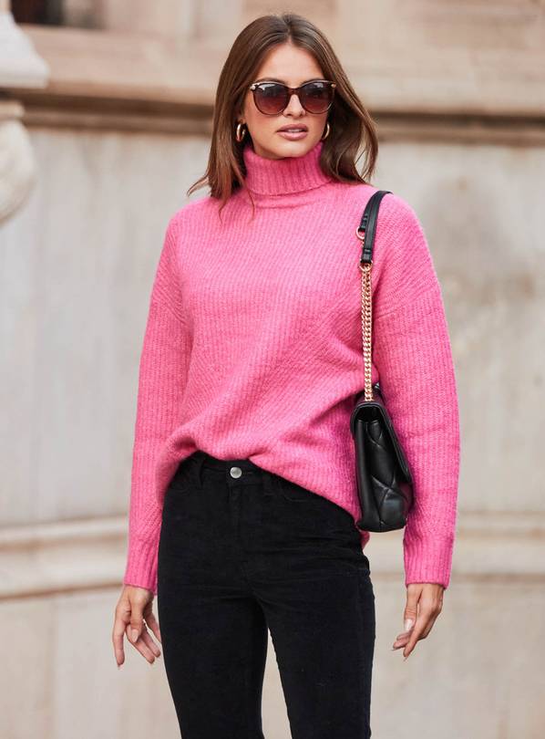 Bright pink best sale polo neck jumper