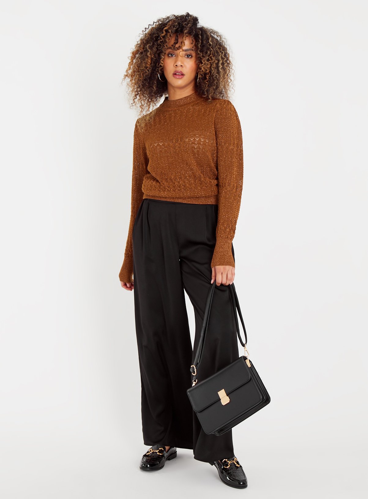 Bronze Pointelle Crew Neck Jumper  20 - Image 2 thumbnail