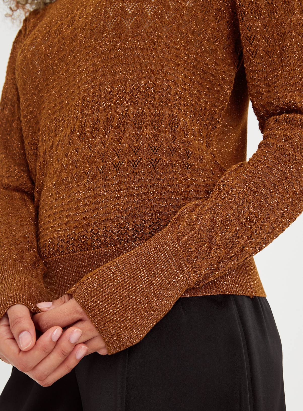 Bronze Pointelle Crew Neck Jumper  20 - Image 3