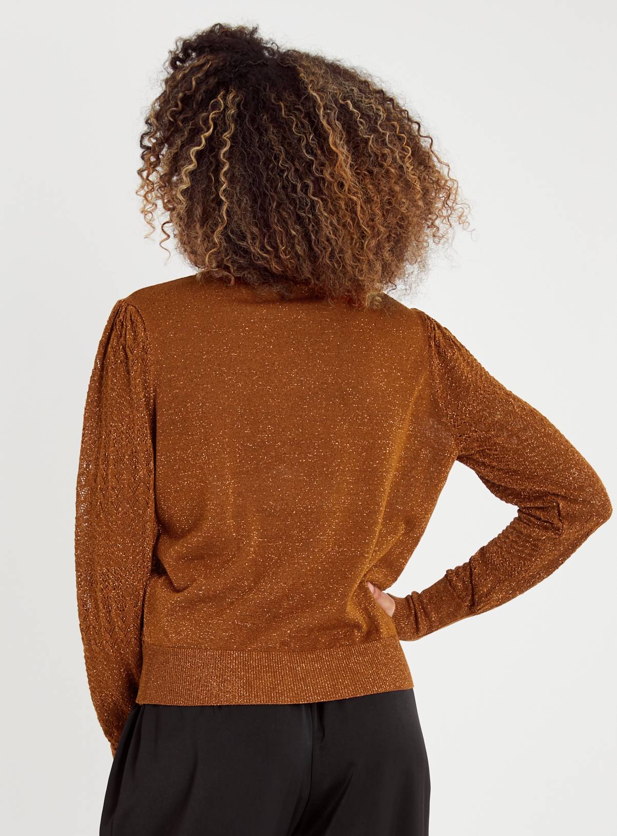 Bronze Pointelle Crew Neck Jumper  20 - Image 4