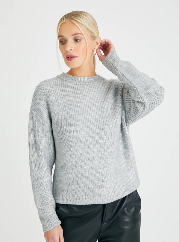 Metallic Grey Crew Neck Jumper 20