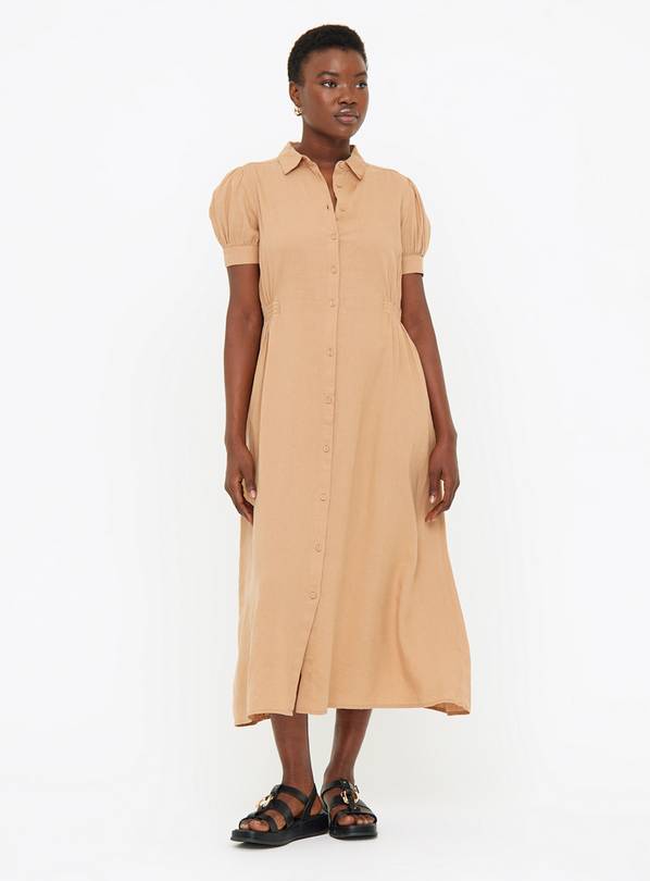 Buy Stone Linen Midaxi Shirt Dress 10 | Dresses | Tu