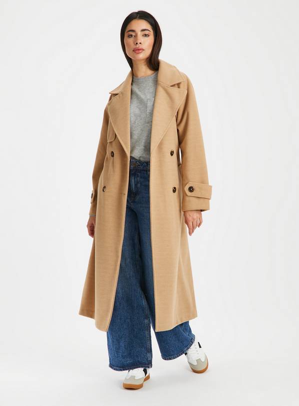 Camel Formal Belted Trench Coat