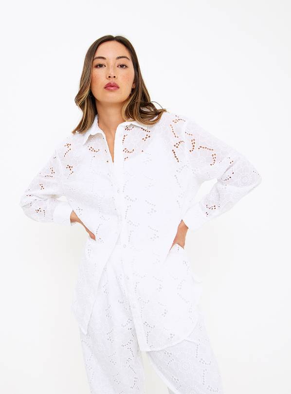 White Floral Lace Oversized Shirt 24