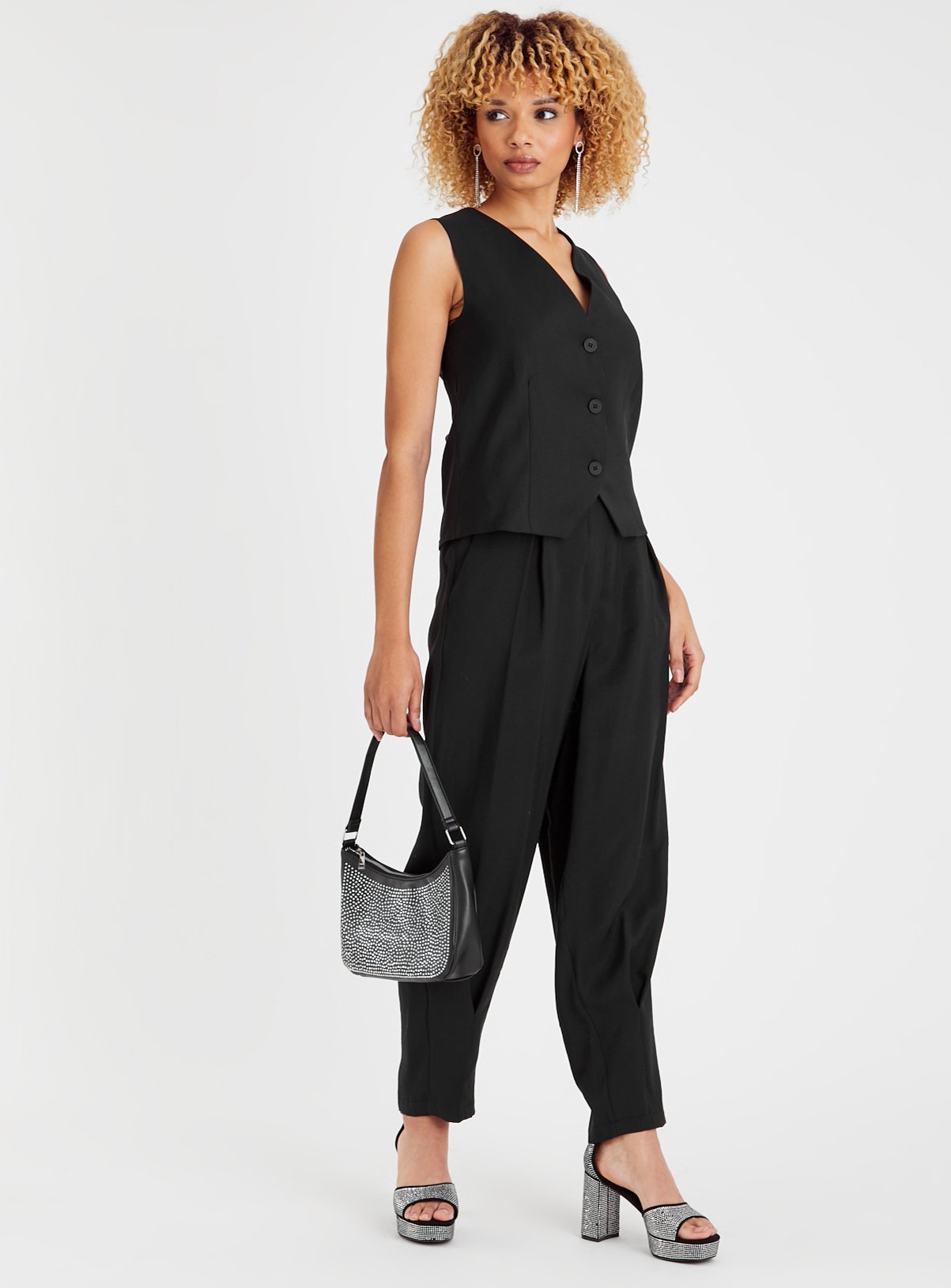Black Pintuck Tailored Trousers 24L - Image 2 thumbnail