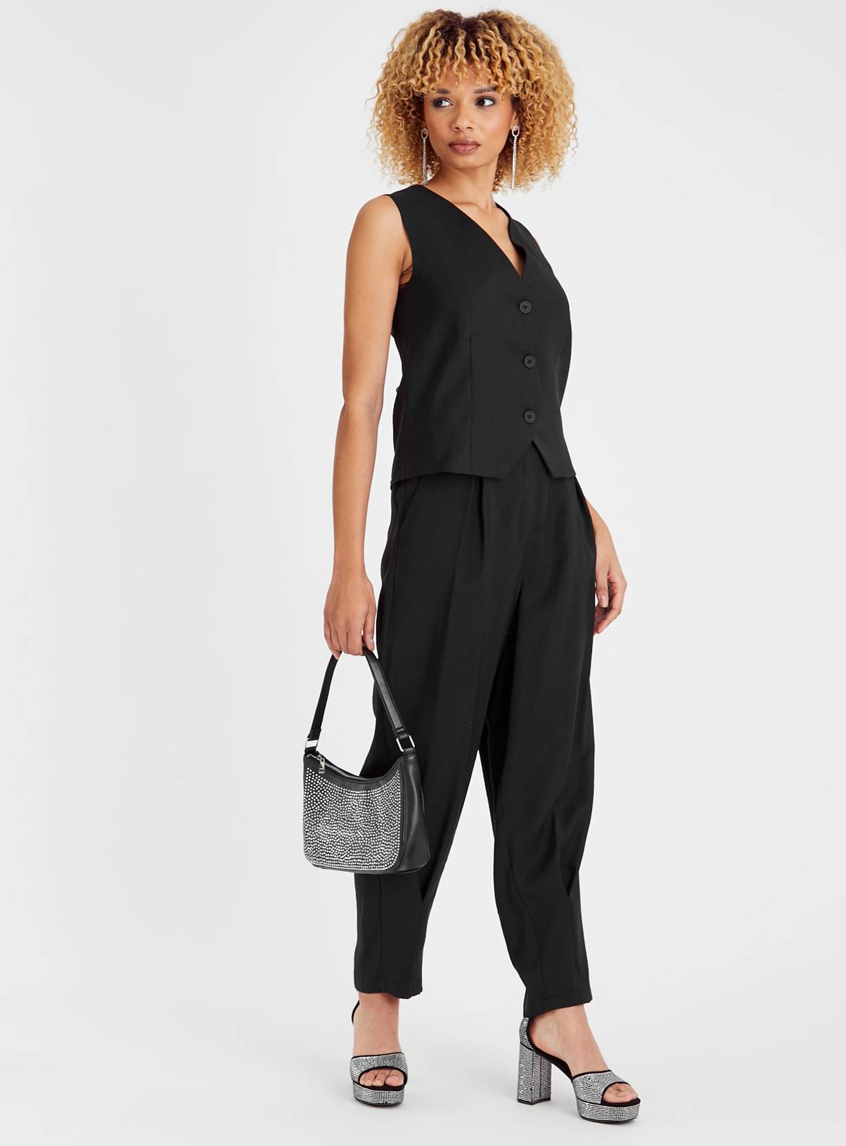 Black Pintuck Tailored Trousers 24L - Image 2