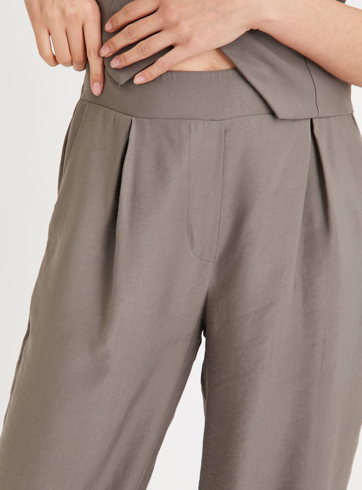 Brown Pintuck Tailored Trousers 20S - Image 3