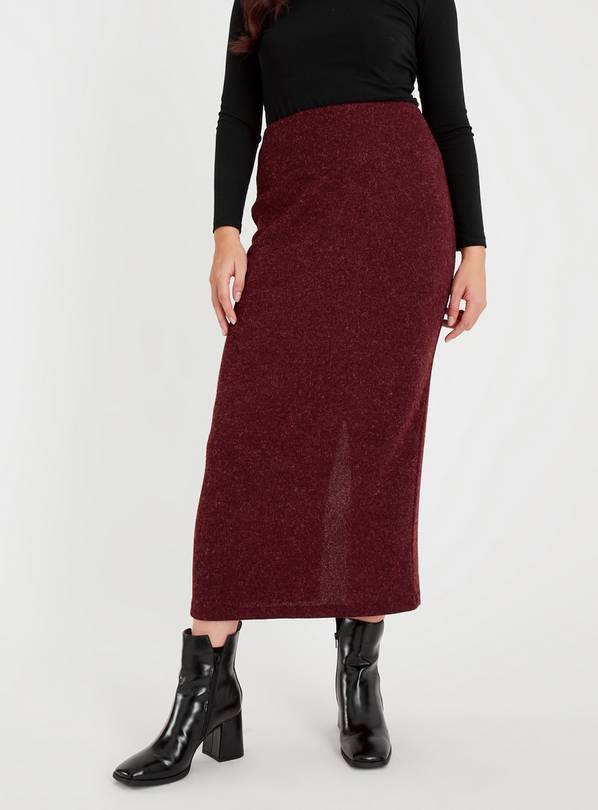 Dark Red Knitted Midi Skirt 18